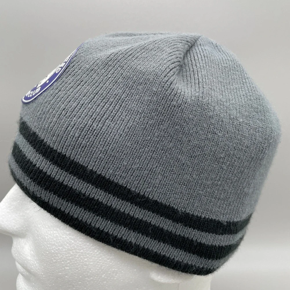 Adidas Beanie Hat Mens OSFM Grey Downtown United NYC Soccer Club Striped Knit